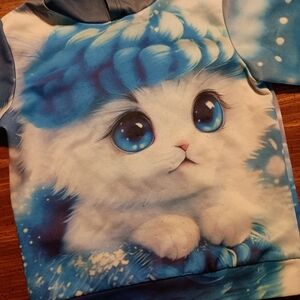 CUTE KITTY HOODIE - Kids 9/10 - Cat Beanie Hooded Sweater Girls 140 Jacket Shirt